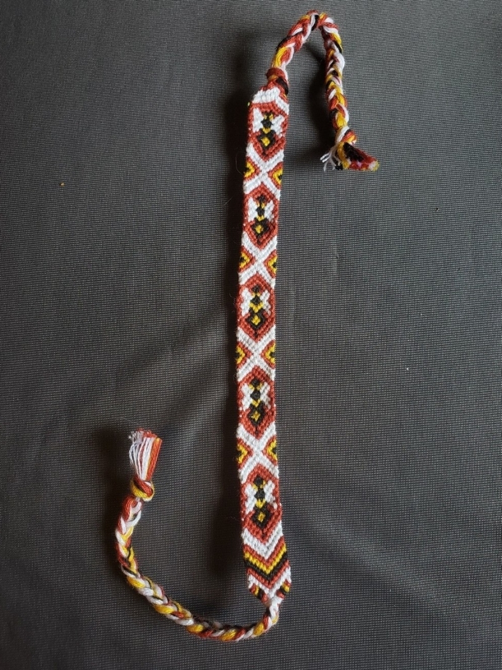 Handmade Red, White & Yellow Woven Bee Friendship Bracelet